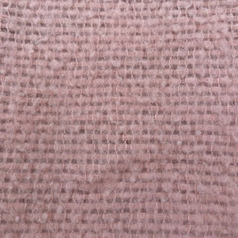 RARE Vintage 1960s Frances N Pink Waffle Weave Satin Edge Blanket 84 x 68 USA